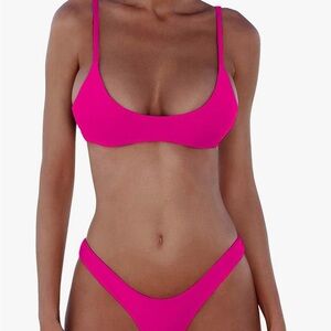 NEW Women's Hot Pink Scoop Neck Bikini Set